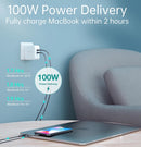 USB C Charger PD 100W GaN Dual USB Type C Charger For MacBook